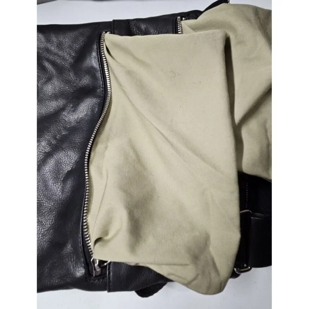 Margot black genuine leather soft soft 3 zipper crossbody messenger bag‎